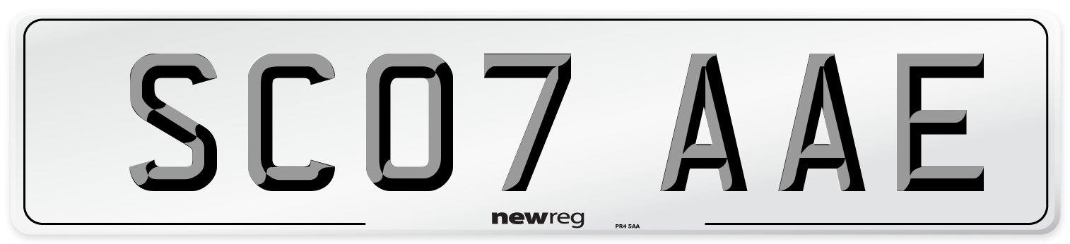 SC07 AAE Number Plate from New Reg
